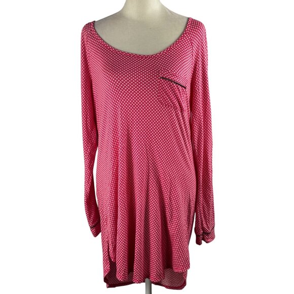 Cosabella Pima Red Pink White Cotton & Modal Sleep Pajamas Gown Size Med… - Picture 1 of 8